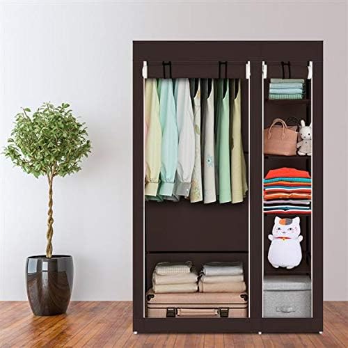 HopeHope 67" Portable Clothes Closet Organizer No-Woven Fabric Cover,Shelves for Extra Storage Clothes Closet Portable Wardrobe Durable Clothes Storage Organizer Brown