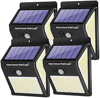 Upgraded Solar Lights Outdoor, 140 LEDs Solar Motion Sensor Light, 3 Lighting Modes 270°Wide Angle IP65 Waterproof Wireless Security Wall Lights for Garden Fence Patio Yard Garage Pathway -4 Pack
