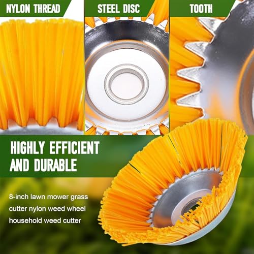 Unkrautbürste für Freischneider Nylon,8 Zoll Unkrauttrimmer Motorsense,Unkrautbürste Profi Wildkraut Fugenbürste,Unkrautbuerste Freischneider,Kegelbürste für Garten,Freischneider Rundbürste