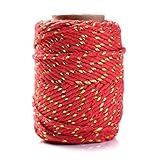 Spago 2mm*20M DIY Cotton Thread Rope Golden Silk Braided Cotton Tag Rope For Creative Multi-strand Abrasion Party Gift Packaging Line Fatta A Mano Corda (Color : 1, Size : 2mmX20M)