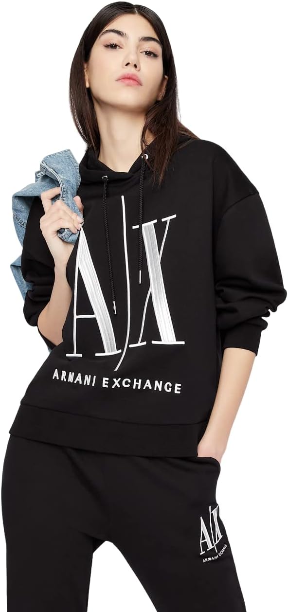 Armani Exchange womens Icon Project Hooded Sweatshirt