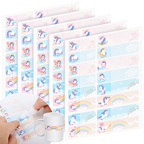 320 Pcs Baby Bottle Labels for Daycare, Name Labels for Daycare Essentials, Self Laminating, School Name Stickers for Kids Waterproof Food Milk Stickers Self Adhesive Tags(Unicorn)