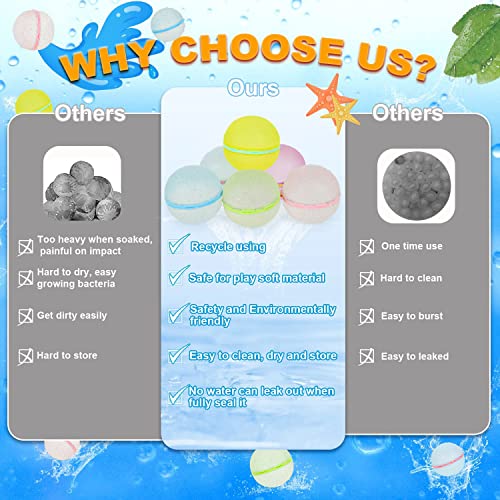 98K Reusable Water Balloons Self Sealing Easy Quick Fill, Silicone Water Balls Summer Fun Outdoor Water Toys Games For Kids Adults Outside Play, Bath Backyard Swimming Pool Party Supplies (6 Pcs) #TOP2