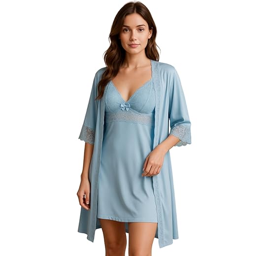 Robe Luxo Romantic e Renda Roupão Confortável Linha Noite Noiva e Maternidade