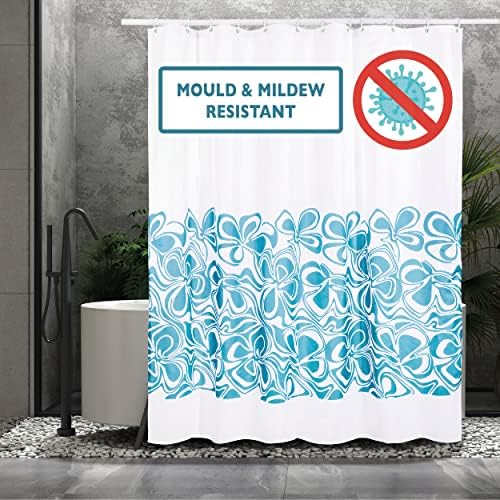 Home Treats Shower Curtain Mould and Mildew Resistant | Shower Curtain White Long | 180cm x 180cm 100% Polyester (Blue Flowers, 1)