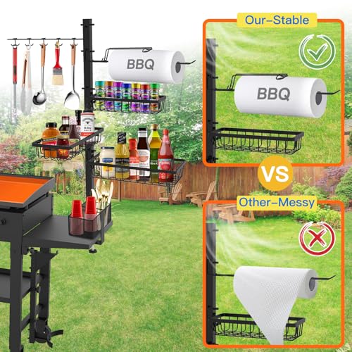 Griddle Caddy Organizer for Blackstone Griddle Accessories, for Husband & Dad & Him, Outdoor Kitchen Accessories, BBQ Grill Picnic Utensil Condiment Caddy with Paper Towel Holder by Concons - Used condition - US$36.64