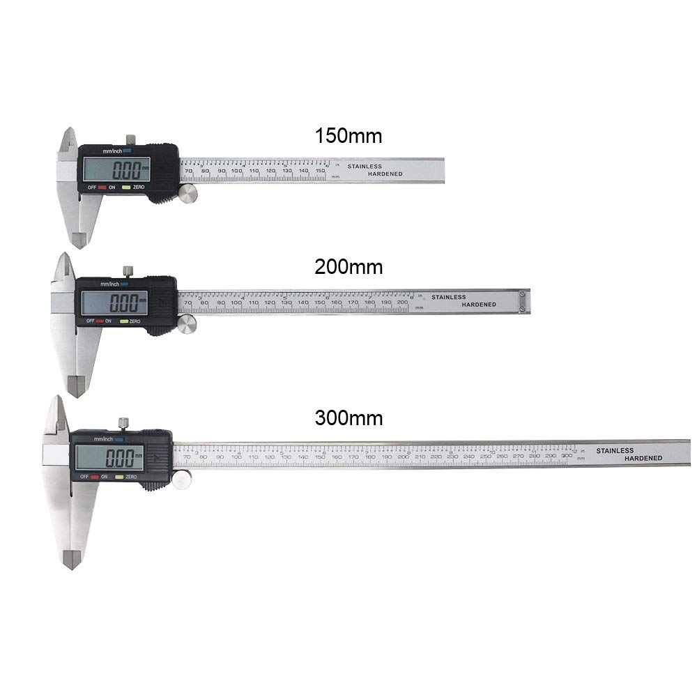Pie De Rey CALIPER VERNIER ELECTRÓNICO 150 MM 200 mm 300mm Calibrador digital de acero inoxidable Medidor de regla de acero inoxidable Micrómetro Herramienta de medición 72 ( Color : 300mm with box )