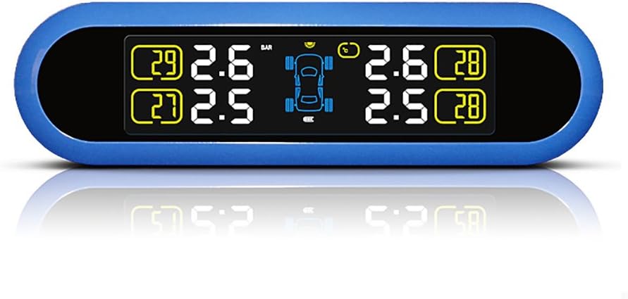 U600 Universal Solar Power TPMS Color Screen Tire Pressure Temperature Monitor System 4 DIY Sensors (0-116Psi) Real-time Display Inner or Outter Sensors (Upgraded Inner Sensor/battery replaceable)