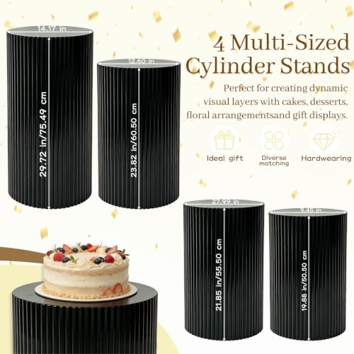 Pansente 4Pcs Black Metal Cylinder Stands for Party by Pansente - Used condition - Image 2