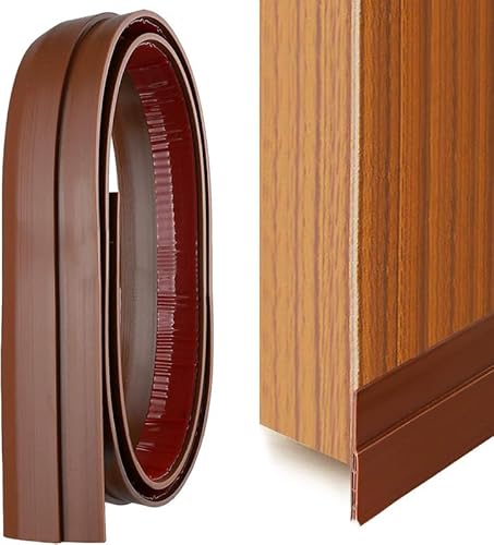 YOUSHARES Joint de porte en silicone auto-adhésif pour seuil en caoutchouc Film insonorisé adhésif Balayage de porte Coupe-froid, bruit, anti-insectes (marron 100 * 0,5 * 4 cm)
