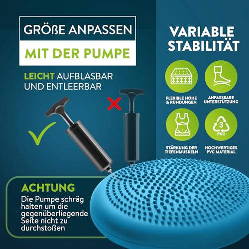 ZenOne Sports® Balance Kissen I Ballsitzkissen für Koordinations- & Rückentraining I Orthopädisches Sitzkissen I Luftkissen für Fitnesstraining inkl. Pumpe & Workout-Guide I Balancekissen