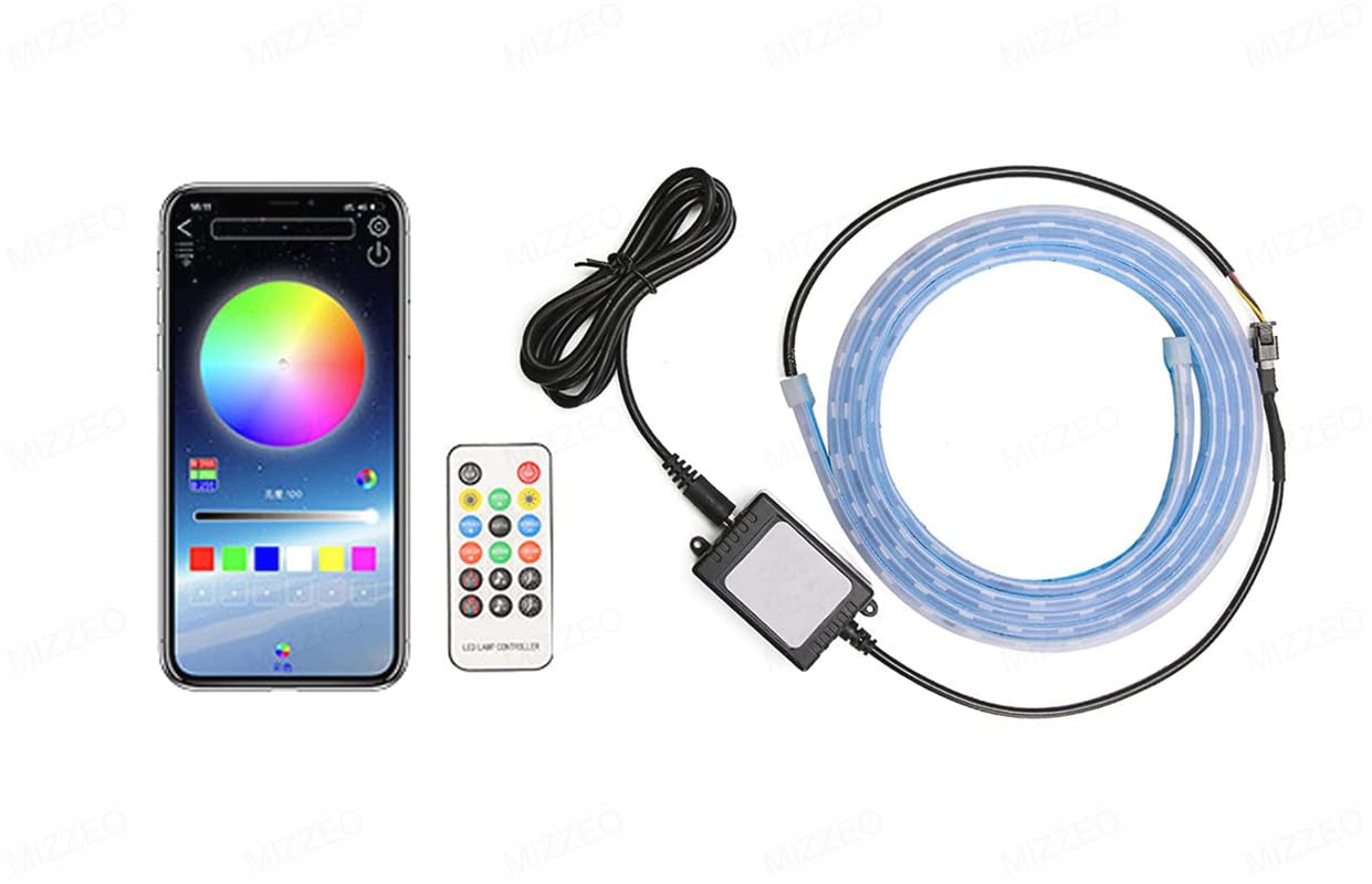 MIZZEO Car Led Lights Exterior Car Hood Light Strip RGB Daytime Running Light, APP & Remote Control Compatible with Volkswagen Beetle