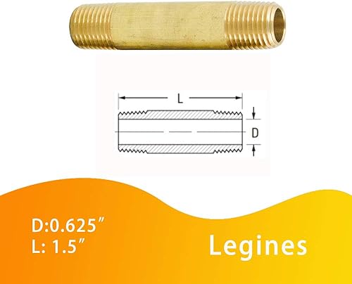 Miniatura 9 de Legines Tetina larga para tubería de latón, conector recto NPT macho de 14 pulgadas x 14 pulgadas NPT macho, 1-12 pulgadas de longitud 1200 psi