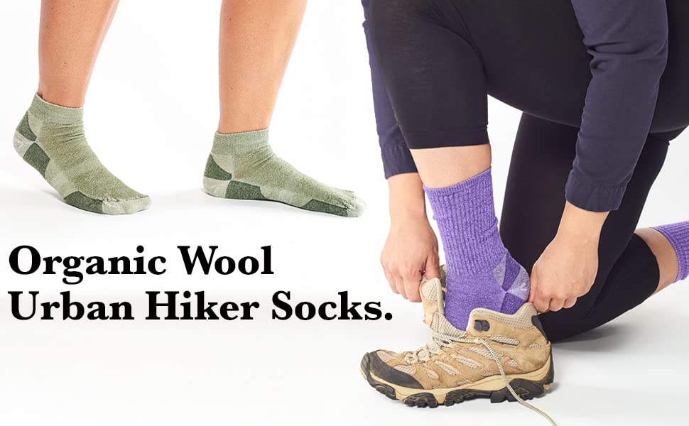 Maggie's Organic Dark Urban Hiker Crew Wool Socks - Moisture Wicking - for Light Workout, Running and Walking2