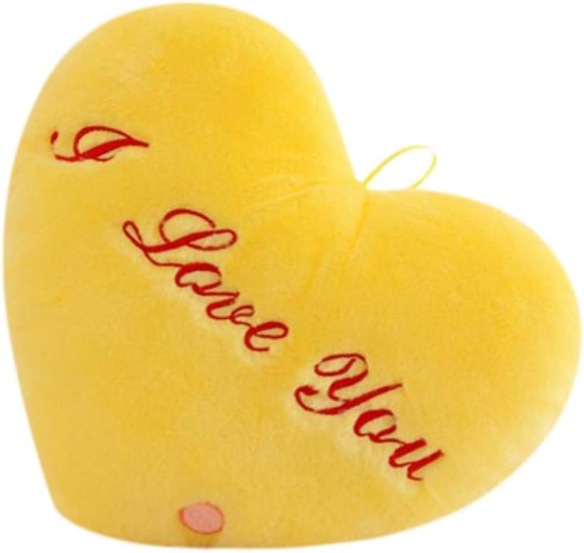 NYRWANA DELIVERING SMILES IN INIDA Lovely Heart Shape LED Plush Pillow Colourful Light Cushion Valentine Birthday Gift (Yellow)