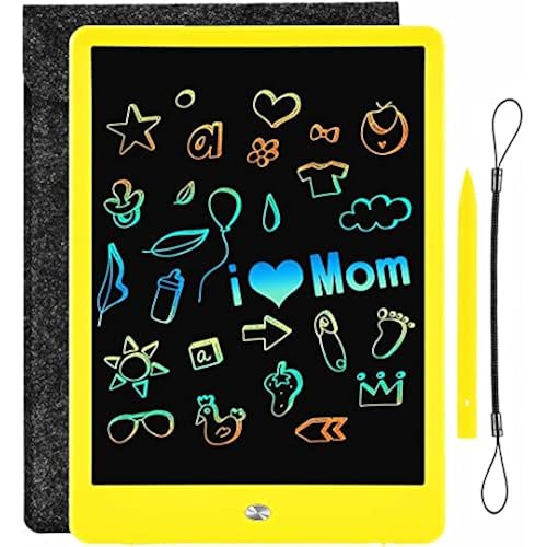 Sketch Pads for Drawing Kids, LEYAOYAO LCD Writing Tablet with Protect Bag Etch a Pads,Colourful Screen Draw Pad Draw Board,Birthday Gifts for 3 4 5 6 Year Old Girls(Yellow,10-Inch)