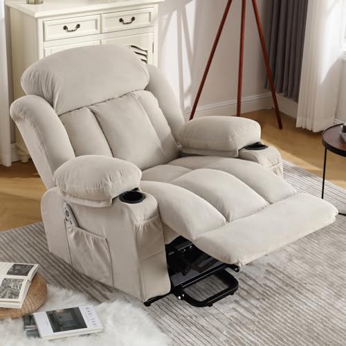 Sillón power lift reclinable terciopelo Beige miniatura 6