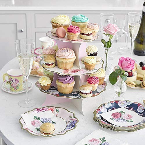 Talking Tables Reusable Floral 3 Tier Cake Stand for Mother's Day Serving Cupcakes and Sandwiches– Reversible Cake stand for Afternoon Tea Party Decorations for Weddings, Birthdays, Baby Showers - Image 3