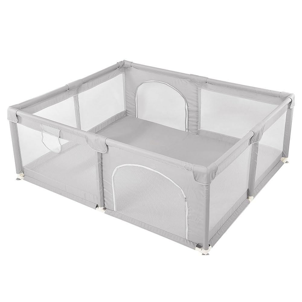 Laufstall Bebe, Spielplatz, ungiftig und sicher für Babys (150 x 200 cm, grau)