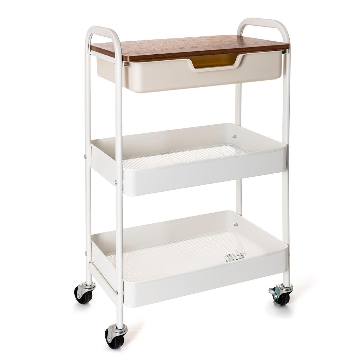 Quid Carrito Multiusos Garbo de Acero Carbonatado 46,5x30,5x75cm | Blanco, Acero Carbonatado, 46,5x30,5x75cm