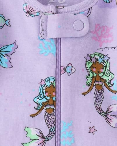 Image of The Children's Place Baby Toddler Girls Short Sleeve Top and Pants Snug Fit Cotton 2 Piece Pajama Sets