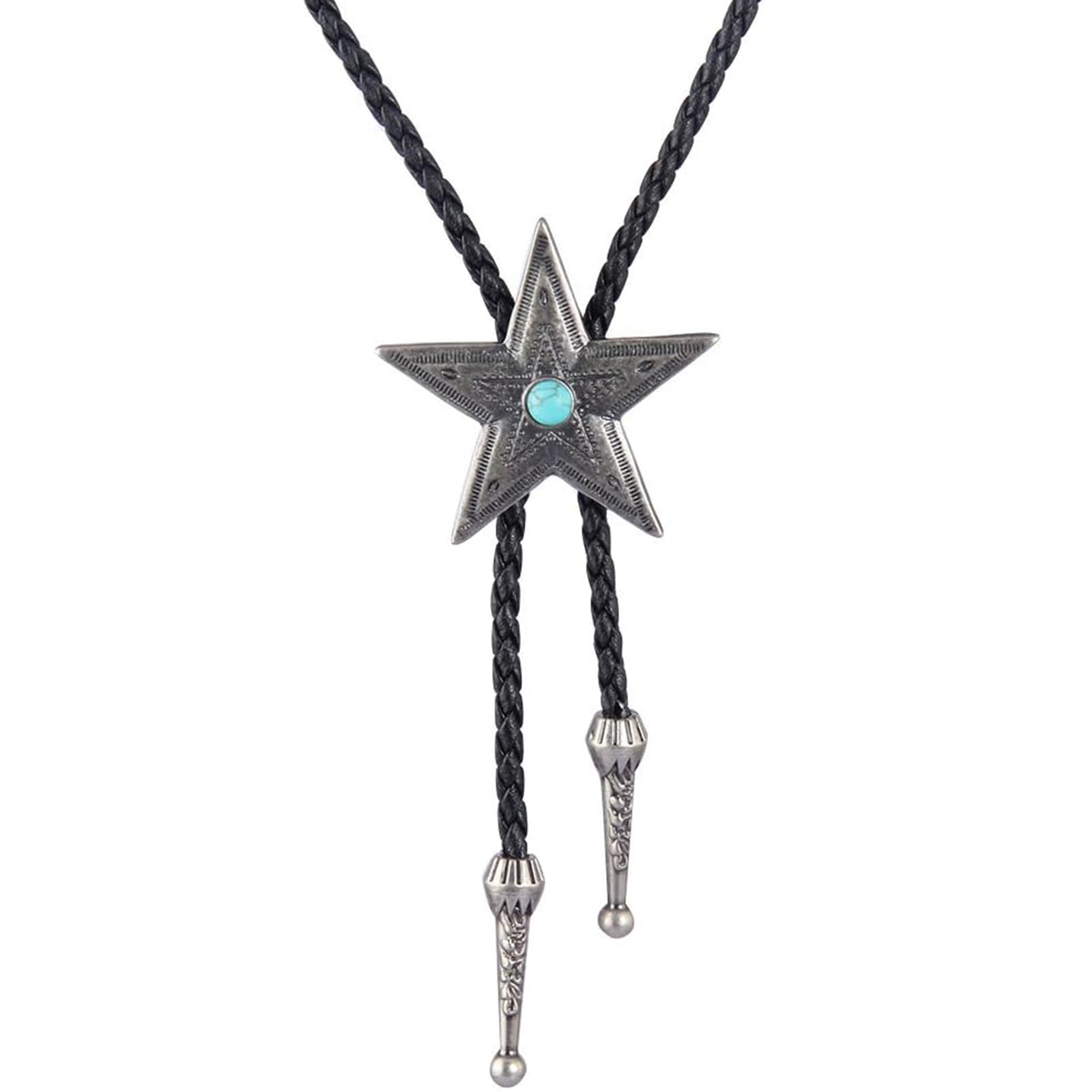 GelConnie Bolo Tie for Men Women Western Cowboy Turquoise Leather Necktie