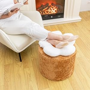 Flower Pouf Ottoman, 18x15 Inches Charm Floor Pouf for Home Decor, All-in-One Foam Filling Ottoman Foot Rest for Couch, Fluffy Floral Pouf for Living Room, Bedroom, Kids Room (Light Coffee and White) Flower Pouf Ottoman 18×15 Inches Charm Floor Pouf for Home Decor All in One Foam Filling Ottoman Foot Rest for Couch Fluffy Floral Pouf for Living Room Bedroom Kids Room Light Coffee and White
