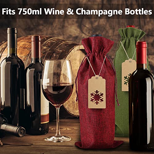 PIXHOTUL Sacs À Vin en Jute, 24 Pièces, Housses pour Bouteilles De Vin avec Cordon Et Étiquettes pour Noël, Mariage, Voyage, Anniversaire, Fête De Vacances – vue 4