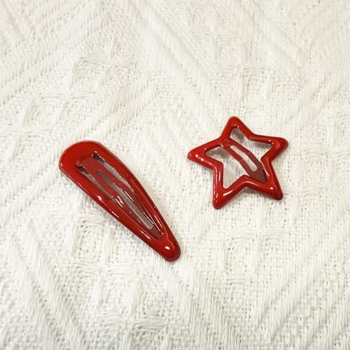 Pinzas de Metal con Cierre para el Cabello en Forma de Estrella y Gota de Agua para Mujeres y Niñas, Color Rojo, Pack de 20 miniatura 5