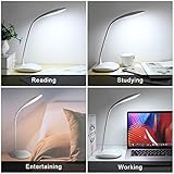 URAQT Desk Lamp, USB Portable Eye-CareTable Lamp, 3 Light Modes Office Gooseneck Lamp, LED Desk Lamp, Touch Control, Used for Study, Drawing Board, Piano, Craft, Study, Work, Etc (White #1) - Image 5
