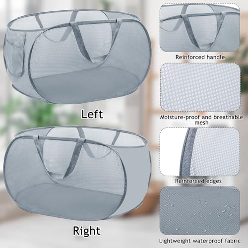 2 Stück Pop up Wäschekorb, 36 x 36 x 58cm Faltbarer Wäschekorb, Wäschekorb Klappbar Mit Henkel, Tragbar Wäschekorb Aus Mesh, Faltbarer Pop-up-Korb Für Badezimmer, Wohnheim, Reisen