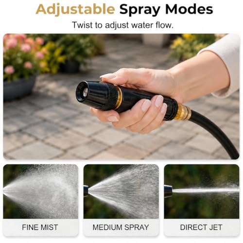 2 Pack Heavy Duty Adjustable Twist Garden Hose Nozzle, High Pressure Jet Water Nozzle, Multi Functional Sprayer for Car Washing, Outdoor Cleaning & Plant Watering by Gar-Life - Used condition - Image 3