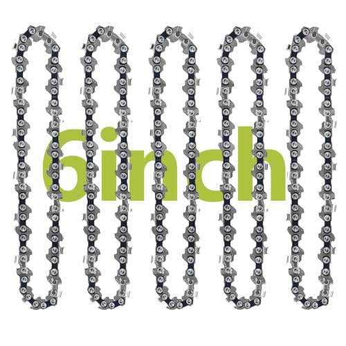 GSSHBR 6 Inch Mini Chainsaw Chain Replacement Accessories 5 Pieces Chain Saw Chains for Cordless Electric Portable Mini Chainsaw for Pruning Shears Wood Cutting(37 Drive Links)