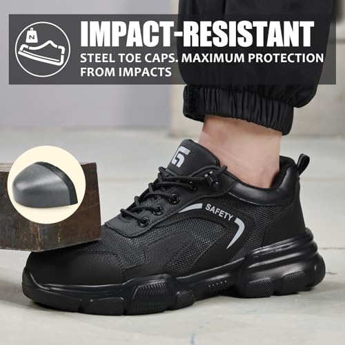 Image of Steel Toe Shoes for Men Lightweight Puncture Resistant Safety Footwear Work Shoes Men Safety Work Shoe Comfortable for Construction Warehouse Jobs