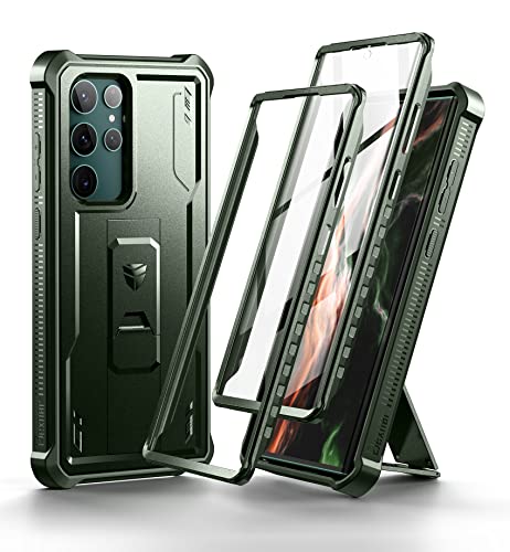 Dexnor Full Body Case for Samsung Galaxy S22 Ultra 5G/6.8 inches, [Extra Front Frame] Heavy Duty Military Grade Protection Built-in Screen Protector and Kickstand for Samsung S22 Ultra 5G,Army Green