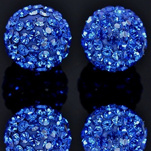 RUBYCA Pave Czech Crystal Disco Ball Clay Beads fit Shamballa Jewelry (50pcs, 8mm, Royal Blue)