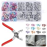 100 Sets Metal Snap Buttons Kit with Fastener Pliers Press Tool, 9.5mm Snap Fasteners for DIY Crafts, Clothing, Hats, Sewing, and Fabric Projects (Multicolor)