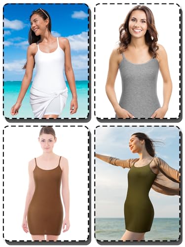 Geyoga 8 Pack Long Tank Tops for Women, Long Camisoles Workout Tops Adjustable Spaghetti Strap Women's Camis Undershirts4