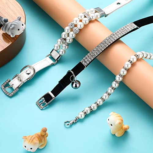 Collier strass pour chien chat collier perle ajustable avec clochette - 8