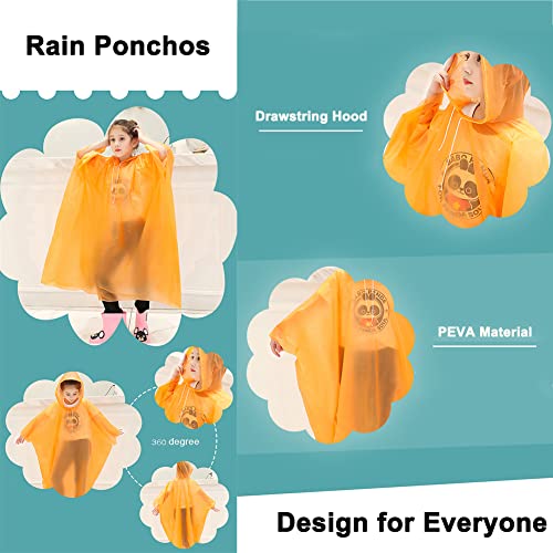 Ponchos Family Pack, Rain Poncho Disposable Or Reusable Emergency Ponchos For Adults And Kids (5 Pack, 4 Colors)丨Rain Ponchos With Drawstring Hood #TOP7