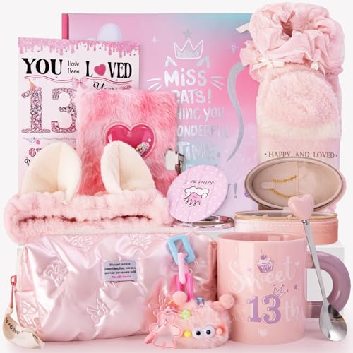 13th Birthday Gifts for Girls Unique Sweet Gifts for 13 Year Old Girls Miss Cat Happy 13th Birthday Hampers Presents Gift Ideas for Her Teen Girl Daughter Granddaughter Niece Sister Elegant Box