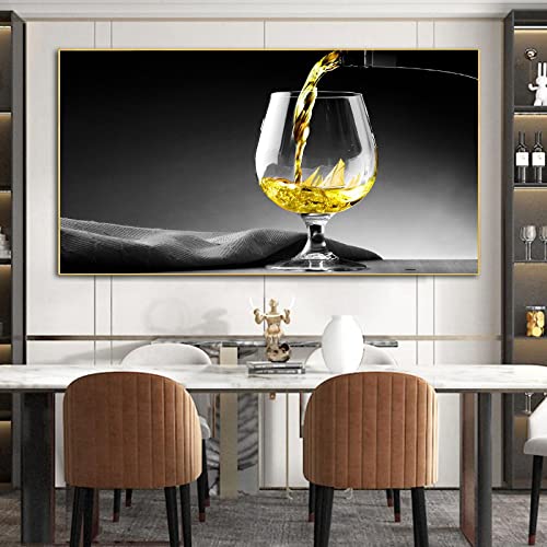 Verre à vin peinture doré affiche murale voilier pour sublimer un mur blanc vide sans effort