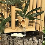 AMZOPDGS Japanische Gartendekoration, Bambus-Wasserspiel-Brunnen mit Pumpe, Schaukelgarten, Hinterhof-Teich-Dekoration, Länge 35 cm