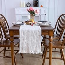 Simple&Opulence Linen Cotton Table Runner - 14 x 108 Inch, Farmhouse Linen Table Runner with Fringed Edges for Bohemian Rustic Wedding, Bridal Shower, Dinner  Linen