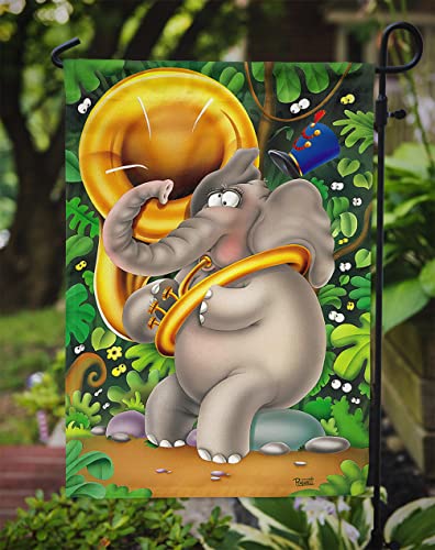 Caroline's Treasures APH0248GF Elephant playing the Tuba Garden Flag Mailbox Flag Decorative Yard Flag Banner Outside Patio Artwork Yard Flower Beds, Garden Size, Multicolor - Thumbnail 3