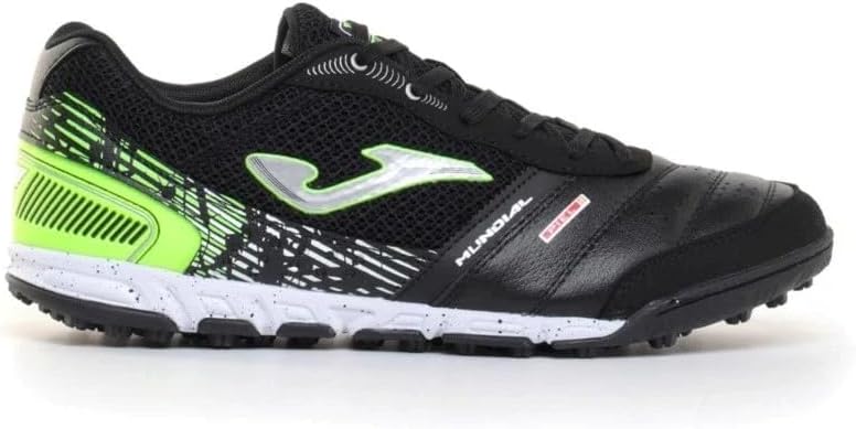 Joma Soccer Boots Turf, 6.5-12 US - Professional Cleats - Microfiber Upper, Chrome Sole, Heel Reinforcement - Mundial Black/Green - Image 2