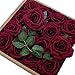 ETERNAL ANGEL Artificial Flowers Dark Red Fake Roses Real Looking Flannelette Flowers with Stem for DIY Arrangements Wedding Bouquets Centerpieces Bridal Shower Party Home Decorations- 16 Pcs