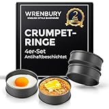 Wrenbury Crumpet-Ringe, 4er-Set, Antihaftbeschichtet - Pancake Form 9cm - große runde Kuchenringe aus Karbonstahl - hergestellt in Großbritannien