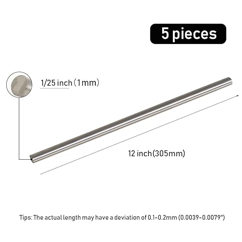 Miniatura 49 de 3 varillas redondas de acero inoxidable 304, 1/2 pulgadas de diámetro y 12 pulgadas de longitud, varillas de eje sólido de metal para la industria