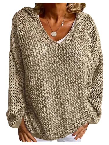 Pull à capuche léger en crochet ajouré Floerns et manches longues
